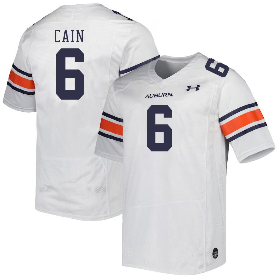 Men #6 Bryce Cain Auburn Tigers College Football Jerseys Stitched-White